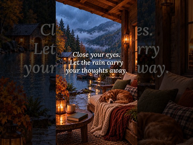 Close your eyes 🌧️ A rainy porch, a sleeping dog and soft piano #sleepmusic  #rainoundforsleep