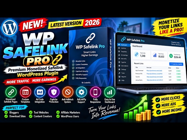 WP Safelink Pro 2026 | Premium Monetized Safelink WordPress Plugin | Full Review & Features CodeATG