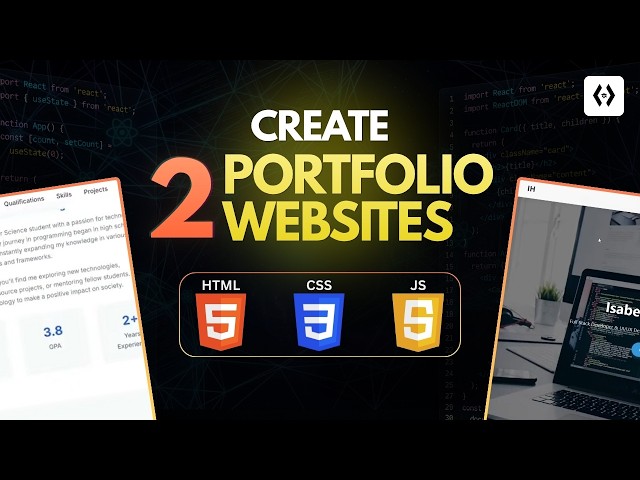 Create 2 Full Portfolio Websites Using HTML, CSS & JS | Responsive Portfolio Website Tutorial