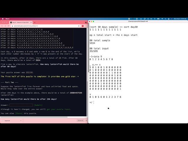AoC 2021 Day 6 using Ivy [Exponential fish]