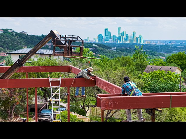 Start to Finish Installation of 50,000 LBS of Steel On a Luxury Home | Satisfying Welding ASMR