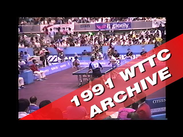 1991 World Championships - Men's Singles Quarterfinal: J. O.  Waldner (SWE) - J. P. Gatien (FRA)