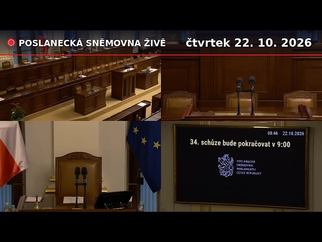 🏛️ Zasedání Poslanecké sněmovny ŽIVĚ | BEZ REKLAM – čtvrtek 22. 10. 2026