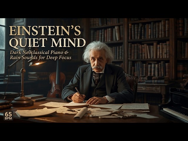 Einstein’s Study Room 📖 Dark Academia Piano & Rain Sounds for Deep Focus.