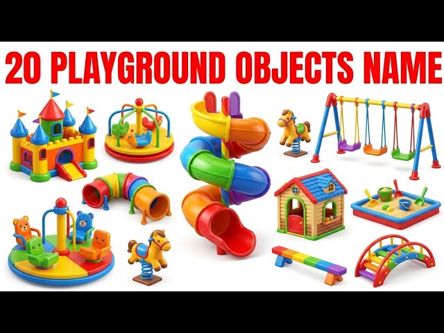 20 Playground Objects Names for Kids | Learn Playground Things in English & Hindi | Kids Learning