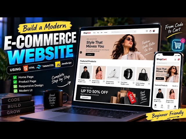 Build a Modern E-Commerce Website from Scratch 🚀 | HTML + Tailwind CSS + JavaScript