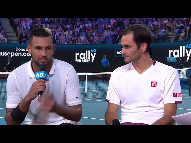 Emotional Nick Kyrgios @NickKyrgios @Federer #AO #Rally4Relief