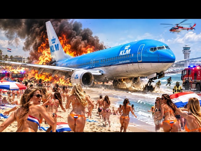 KLM Emergency Landing on a Crowded Beach | Extreme Beach Landing Simulation | GTA 5