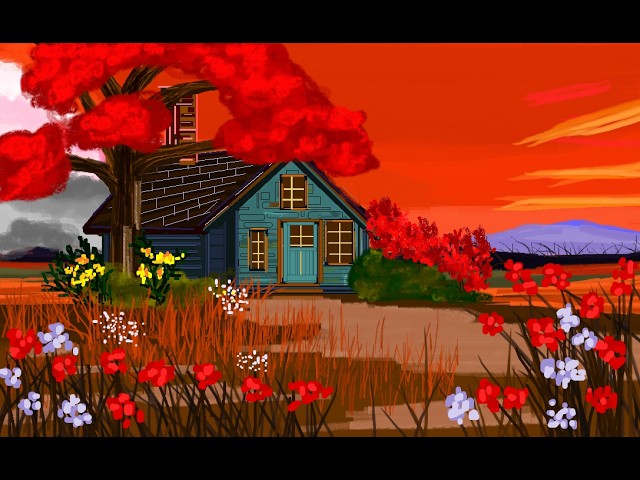 Sunset Painting // Sunset Red Paradise // Digital Painting