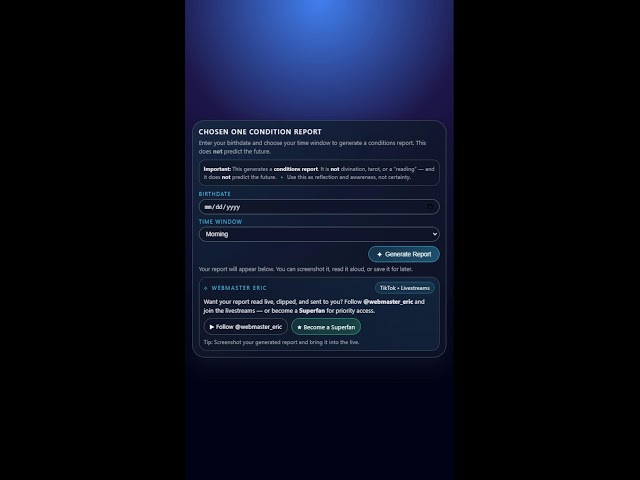 Chosen One Condition Report | Live