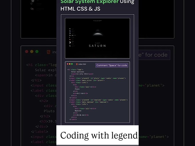 cool animation space Explore using HTML CSS 🤯 solor system explore #programming #coding #html #css
