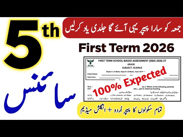 5th Class Science SBA 1st Term Paper 2026 | PECTAA School Based Assessment | Class 5 Science