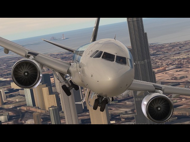 Air New Zealand A320neo: Approach near the Burj Khalifa | Dubai Airport | MSFS2020 [4K]