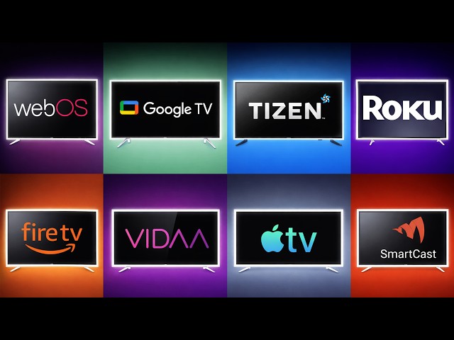 Все основные ОС для телевизоров: Android TV, Google TV, Tizen, webOS, Apple TV и другие.
