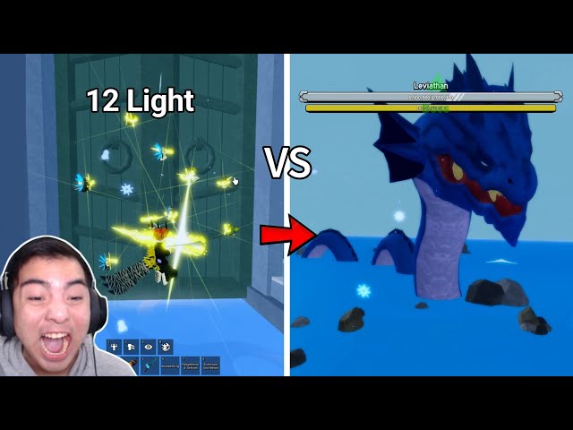 12 Light Vs Leviathan In Blox Fruits..! ☠️