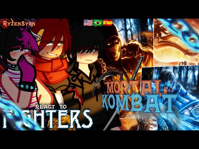 Fighters react to Mortal Kombat | Fatality | Gacha React