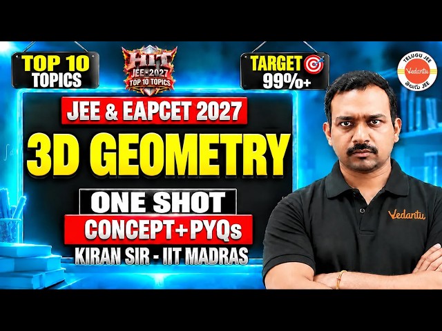 3D GEOMETRY - ONE SHOT | Maths Concepts + Most Important PYQs | JEE 2027 | HIT Series | Kiran Sir