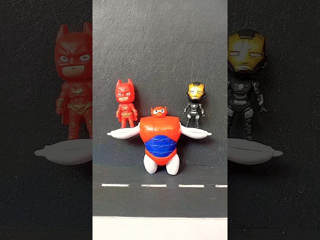 satisfying with mini marvel and baymax #satisfying #shorts #funny #toys ##marveltoys