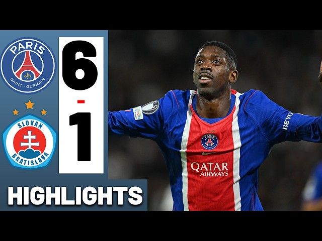 PSG vs Slovan Bratislava 6-1 • DEMBELE 2 GOALS! HIGHLIGHTS Champions League 26/27