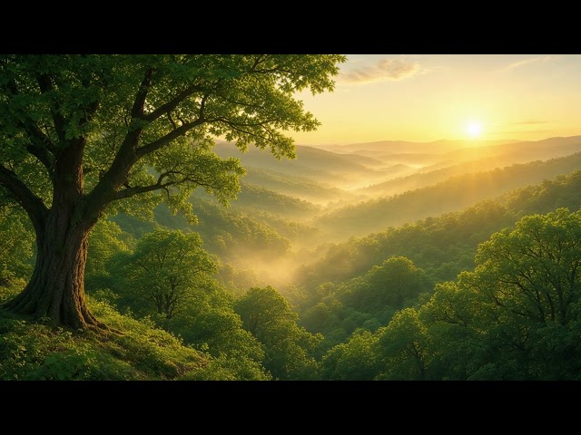 Forest Valley Sunrise Tree Seamless Loop 4K No Copyright