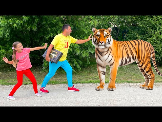 Giant Tiger is Real! Sofia adventures with animals and dinosaurs