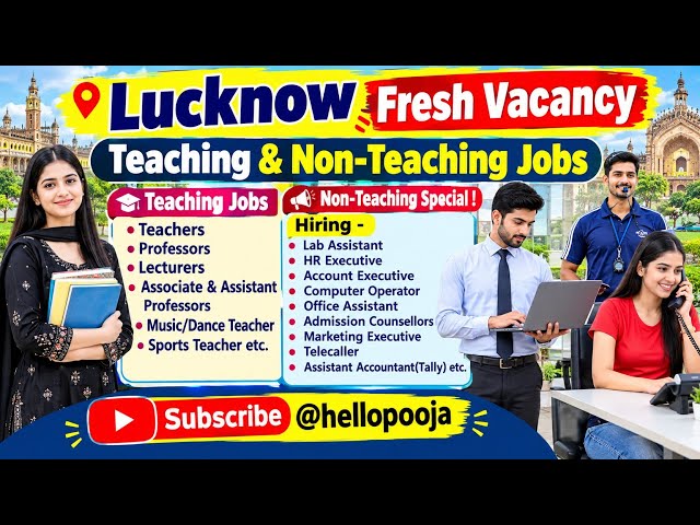 Apply Today‼️Fresh Teaching & Non-Teaching Jobs #lucknow #vacancy #applynow 