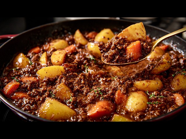 When I don't feel like cooking, my husband makes this! Quick & easy ground beef and potato dinner