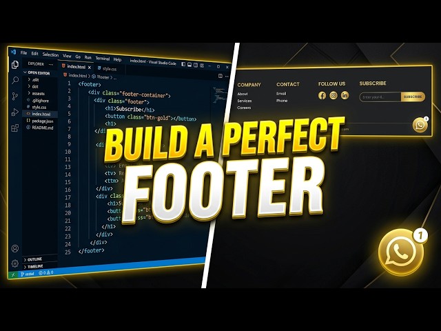 Build a Custom Footer with a Floating WhatsApp Button (Frontend Tutorial) #viral #edit #education
