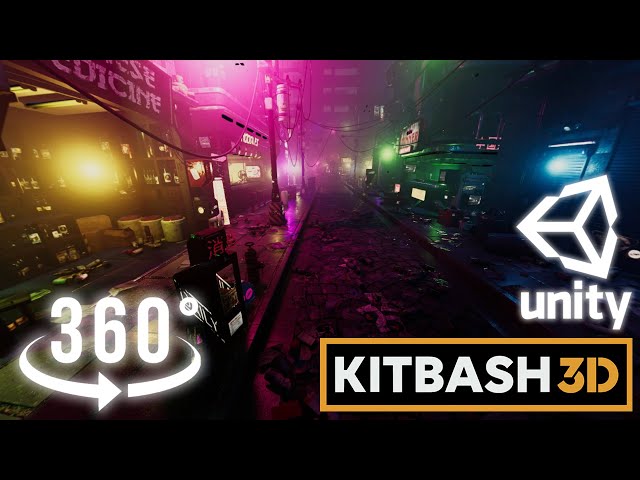 Unity 3D Game Engine | Creating Kitbash3d Cyberpunk Game | VR 360 video