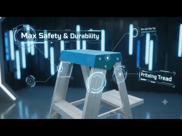 Futuristic 360° View: Scaf x fold Heavy-Duty Ladder by A TO Z TRADERS | 120kg Capacity