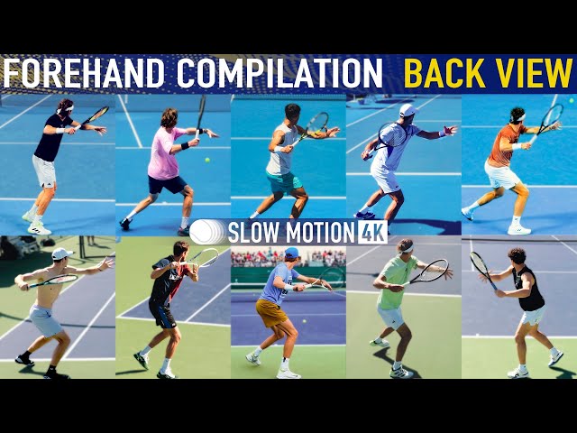 Forehand Compilation - Slow Motion Back View [Alcaraz Djokovic Sinner Zverev Rublev Shelton]