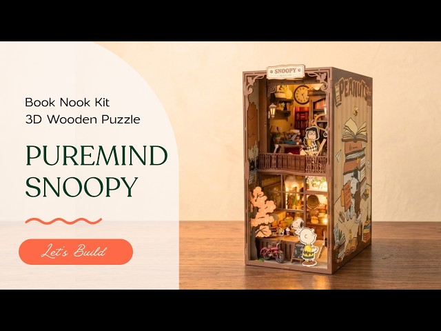 Building the Snoopy Book Nook 📚 | PUREMIND 3D Wooden Puzzle Assembly