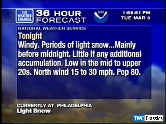 Weather Channel local forecast - 2001