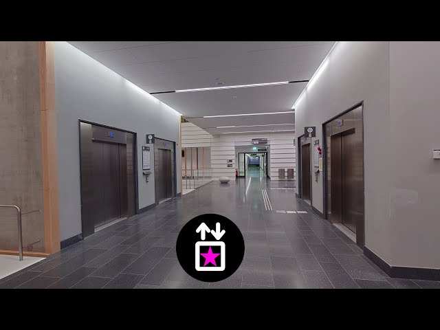 Nudge mode test! 4x 2014 OTIS Gen2 MRL-Traction Elevators @ Nya Karolinska Hospital, Solna, Sweden!