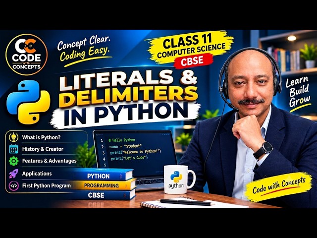 Literals and Delimiters in Python | Class 11 Computer Science CBSE | Python Basics