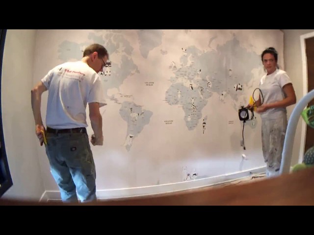 World Map Mural Installation