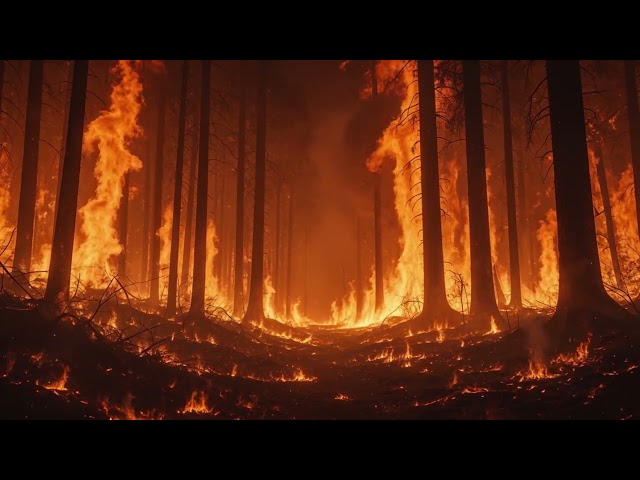 Burning Forest Fire Trees Flames Seamless Loop 4K No Copyright