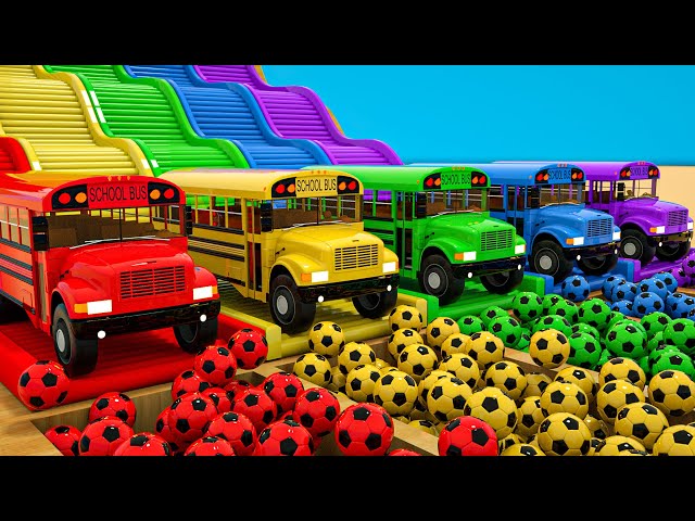 Wheels On the Bus - school bus VS motorcycle - Colorful balls - Baby Nursery Rhymes & Kids Songs