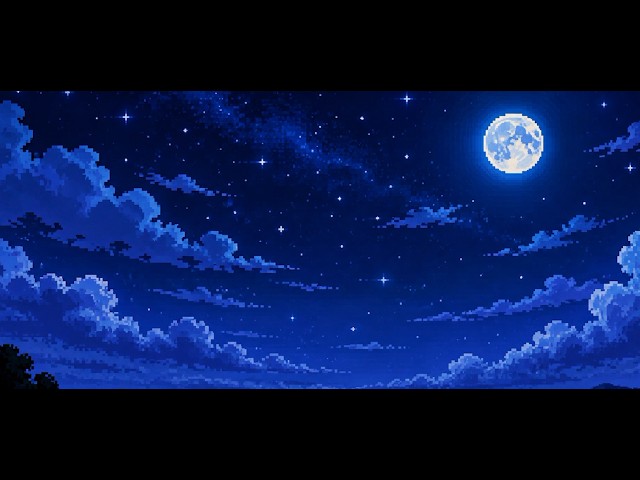 🌙 Pixel Art Moonlit Night Sky 🌌 | Relaxing Seamless Loop Animation | 4K Night Ambience
