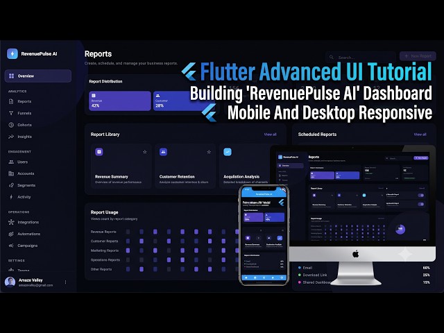 Flutter Advanced UI Tutorial |  Building "RevenuePulse AI" Dashboard Mobile And Desktop Responsive