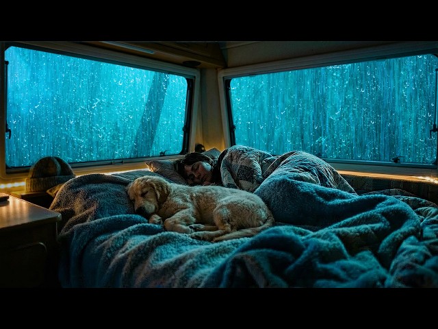 Fall Asleep in 3 Minutes with Heavy Rain & Thunder on a Cozy Car at Night