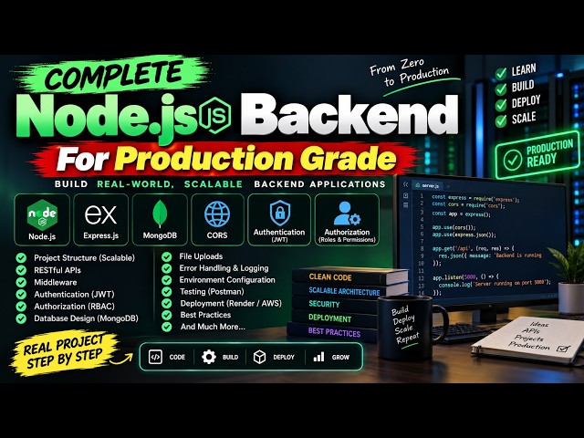 Complete Node.js Backend Course  | Build a Production-Grade Backend with Express, MongoDB & JWT