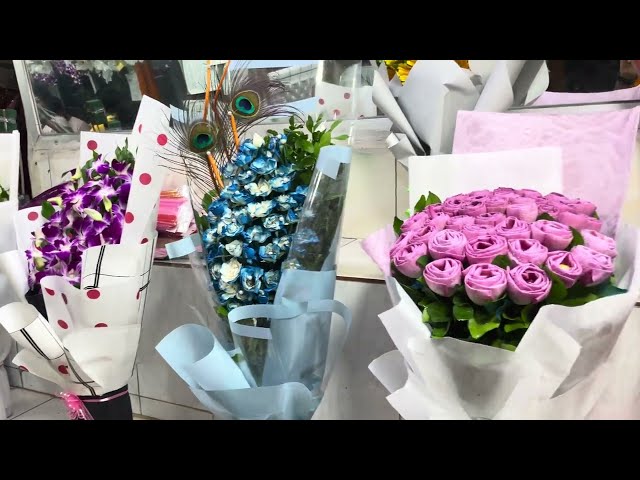 Beautiful Flowers decorated in Store 2 |  Royalty free stock video footage - No copyright | 4k