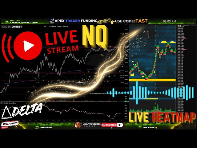 NQ  Live Stream - Heatmap US100 Cumulative Volume Delta - Day Trading Nasdaq ES S&P 500 SPY QQQ