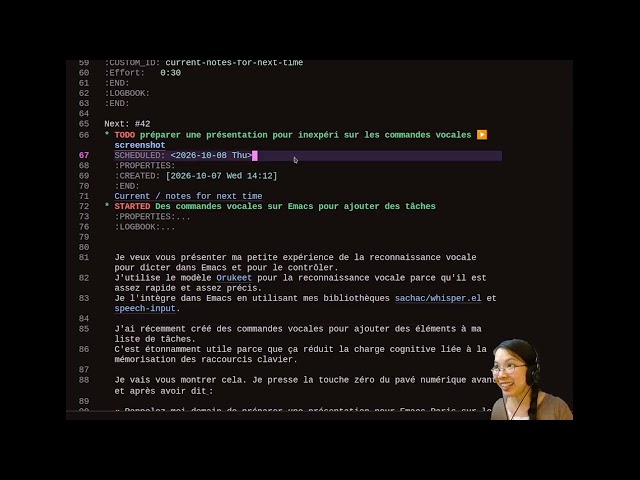 Des commandes vocales pour ajouter des tâches sur Emacs