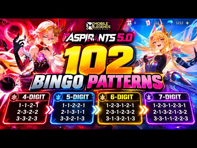 MLBB Aspirants 5.0 Bingo Patterns! ALL 102 Possible Patterns