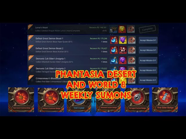 How to Craft Phantasia Desert and World 8 Weekly Summons