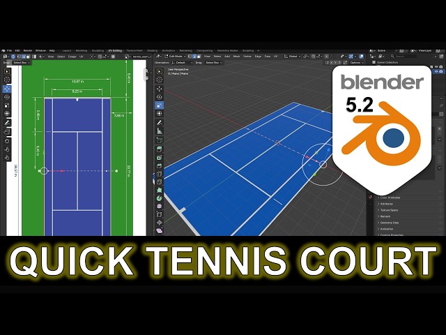 How to Create a Real-Scale Tennis Court in Blender 3D (Accurate Dimensions & Texturing)
