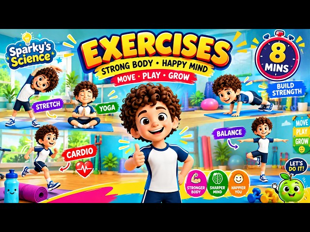 Kids Exercise Challenge! 🏃‍♂️ 8-Minute Fun Workout | Cardio + Yoga Poses for Kids