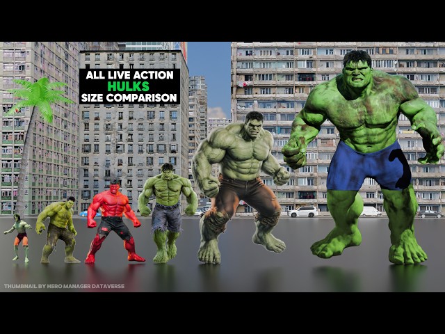 All Hulks Size Comparison | 3D Animation (All Live Action Hulks)